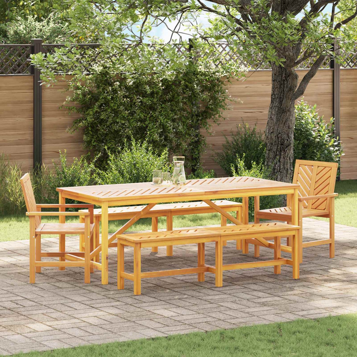 Garten Essgruppe 5 pcs Braun Massivholz Akazie