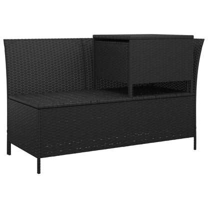 3-tlg. Garten-Lounge-Set mit Kissen Schwarz Poly Rattan