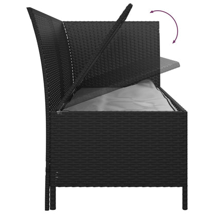 3-tlg. Garten-Lounge-Set mit Kissen Schwarz Poly Rattan