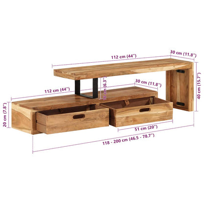 TV-Ständer (118-200) x 30 x 40 cm Massivholz Akazie