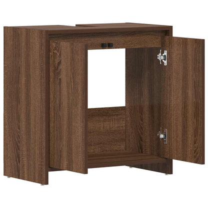 Badschrank Braun Eichen-Optik 60x33x61 cm Holzwerkstoff
