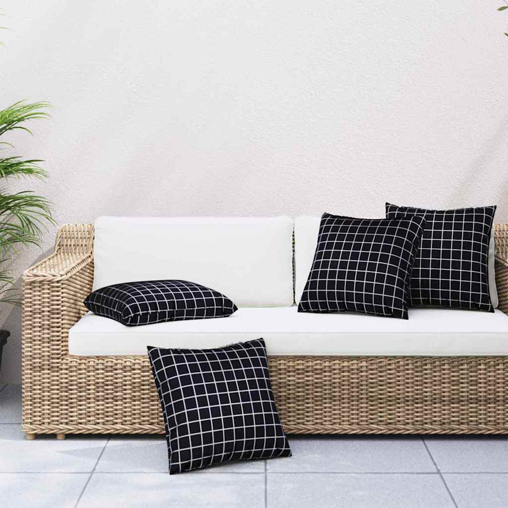 Streupillows 4 pcs Schwarz kariert 60 x 60 cm Polyesterstoff