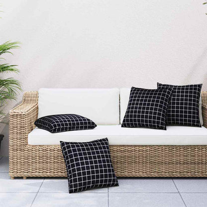 Streupillows 4 pcs Schwarz kariert 60 x 60 cm Polyesterstoff