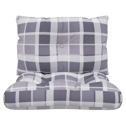 Palettenkissen 2-tlg. Grau Karomuster Stoff