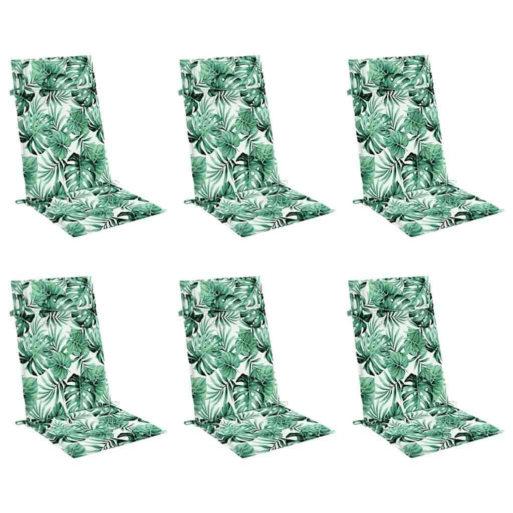Hochlehner-Auflagen 6 Stk. Blattmuster Oxford-Gewebe