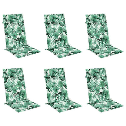 Hochlehner-Auflagen 6 Stk. Blattmuster Oxford-Gewebe