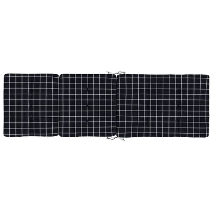 Liegestuhl-Auflagen 2 Stk. Schwarz Karomuster Oxford-Gewebe