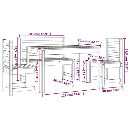 4-tlg. Garten-Essgruppe Massivholz Kiefer