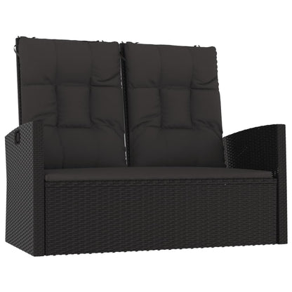 4-tlg. Garten-Lounge-Set mit Kissen Schwarz Poly Rattan