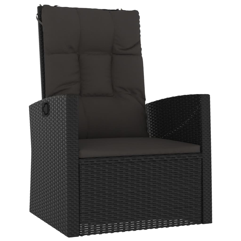 4-tlg. Garten-Lounge-Set mit Kissen Schwarz Poly Rattan