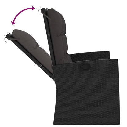 4-tlg. Garten-Lounge-Set mit Kissen Schwarz Poly Rattan