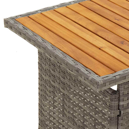 Gartentisch Grau 100x50x43/63 cm Akazienholz & Poly Rattan