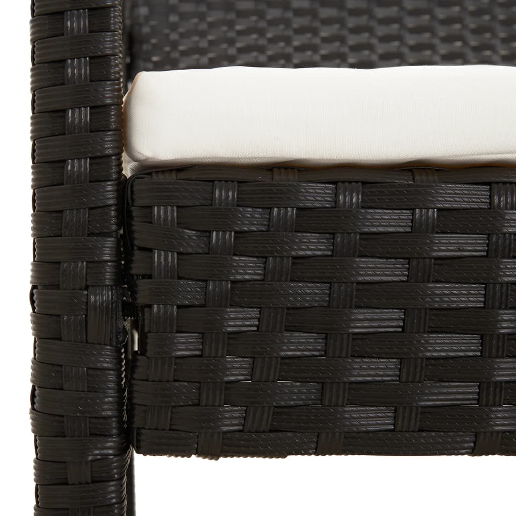 Gartenbank mit Kissen Schwarz 105 cm Poly Rattan