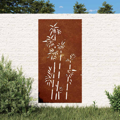Garten-Wanddeko 105x55 cm Cortenstahl Bambus-Design