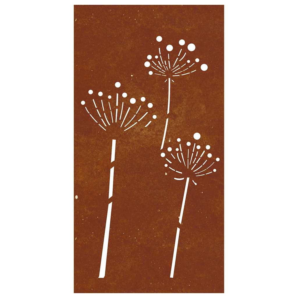 Garten-Wanddeko 105x55 cm Cortenstahl Blumen-Design