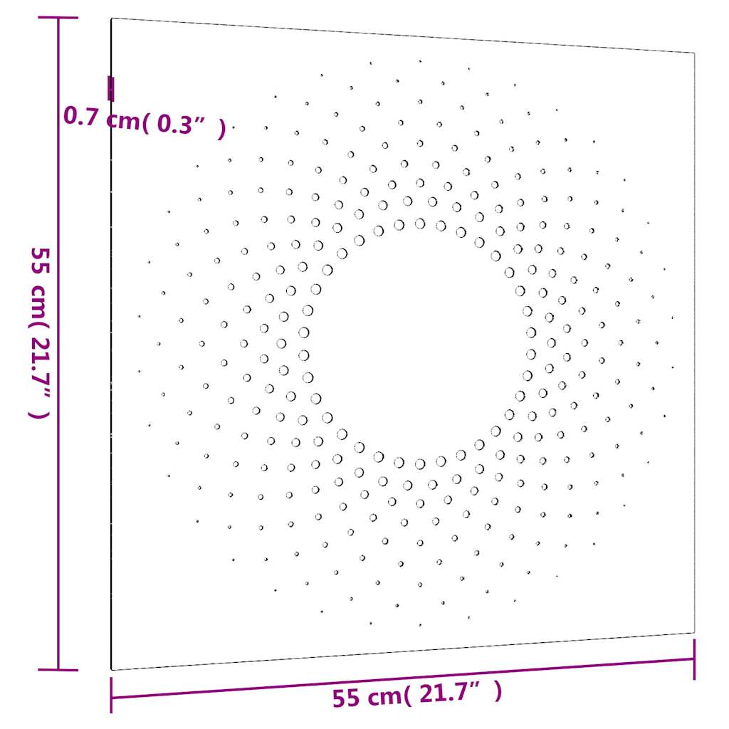 Garten-Wanddeko 55x55 cm Cortenstahl Sonne-Design