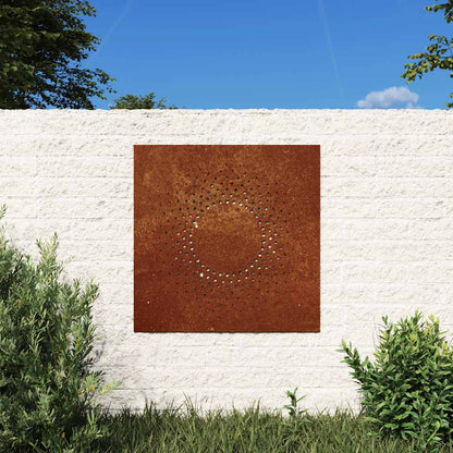 Garten-Wanddeko 55x55 cm Cortenstahl Sonne-Design