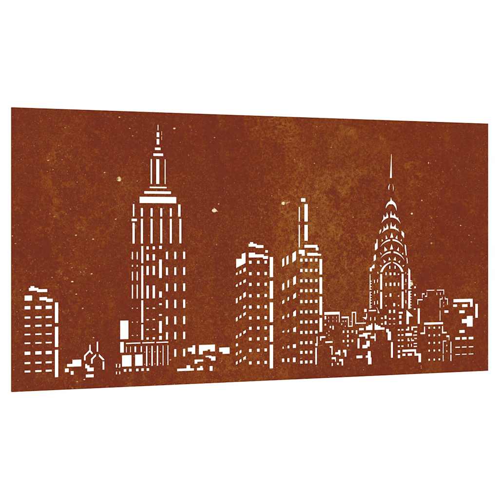 Garten-Wanddeko 105x55 cm Cortenstahl Skyline-Design