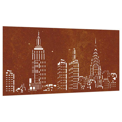 Garten-Wanddeko 105x55 cm Cortenstahl Skyline-Design