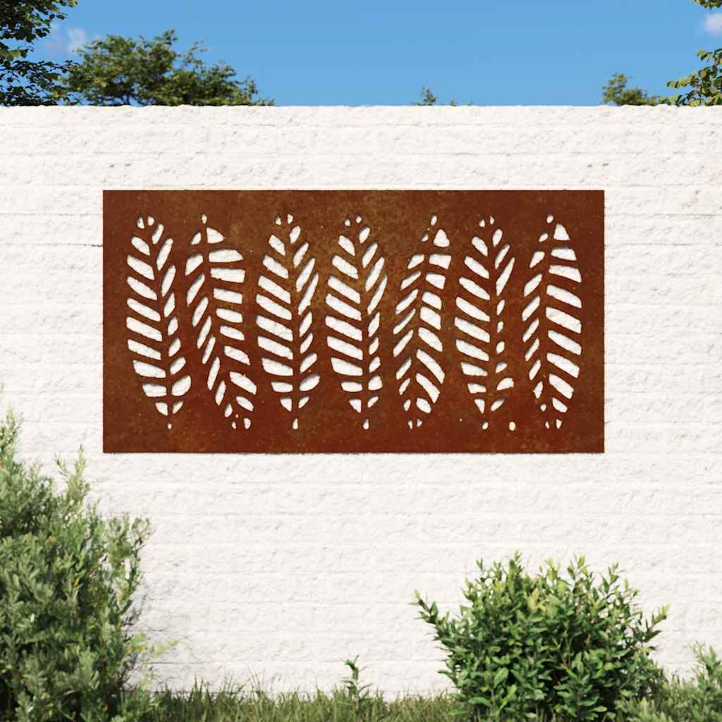 Garten-Wanddeko 105x55 cm Cortenstahl Blatt-Design