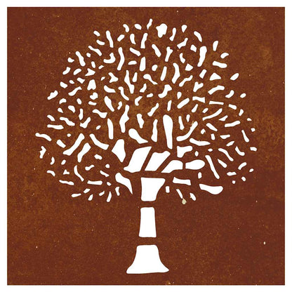 Garten-Wanddeko 55x55 cm Cortenstahl Baum-Design