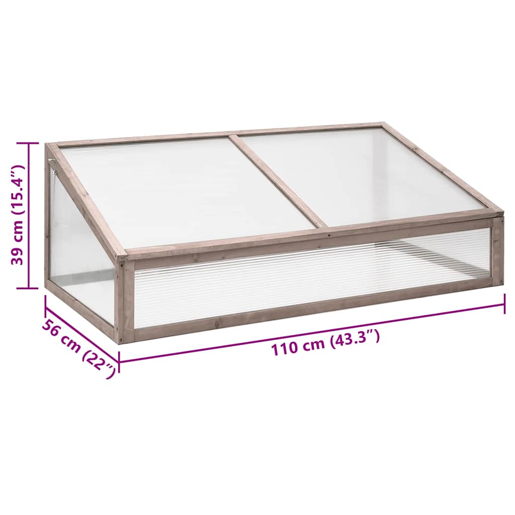 Gewächshaus Grau 110x56x39 cm Tannenholz