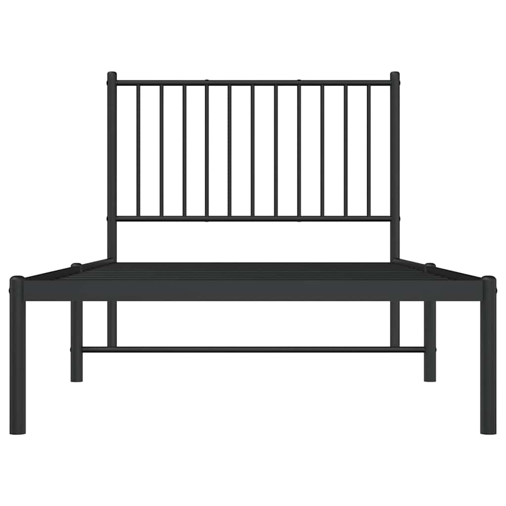 Bettgestell mit Kopfteil Metall Schwarz 90x190 cm