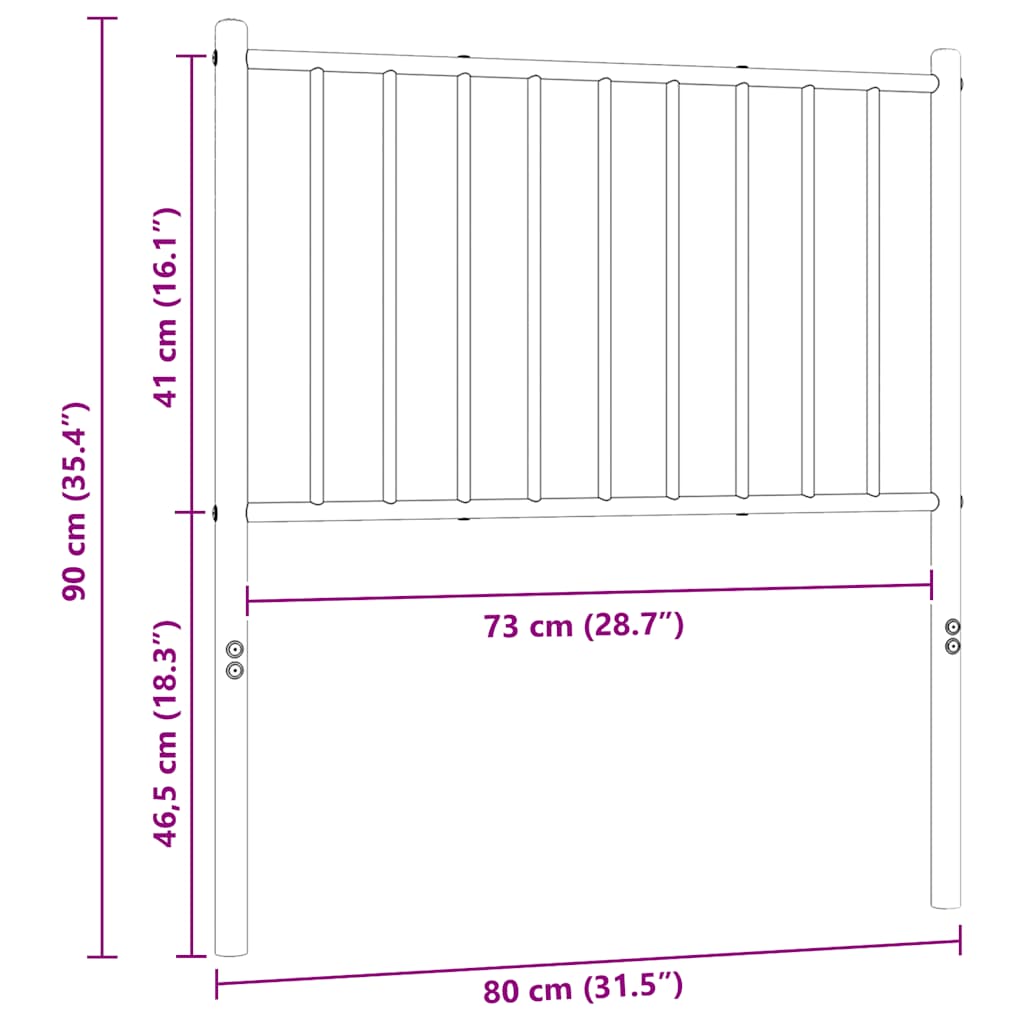 Ersatz-Kopfteil Metall Weiß 75 cm