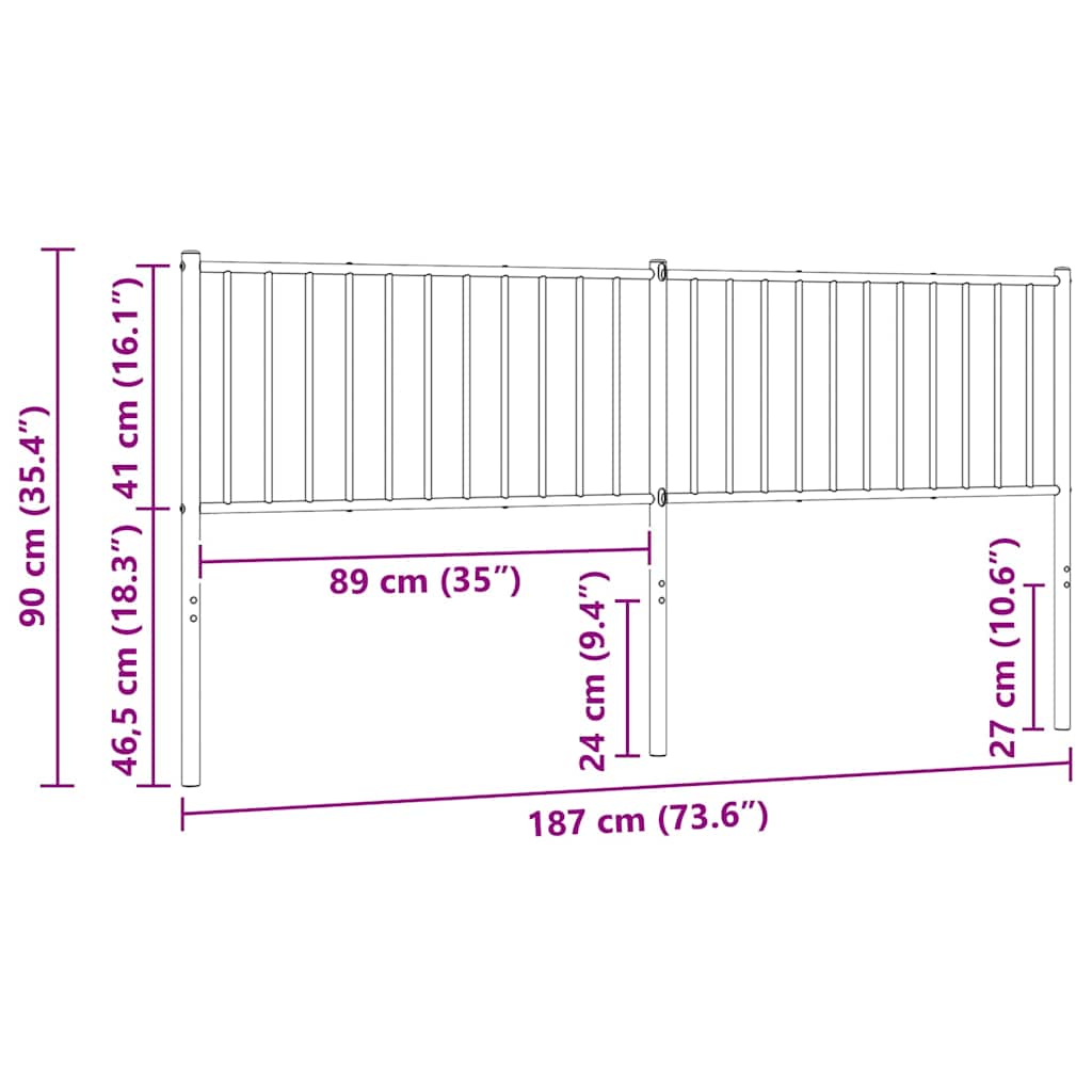 Ersatz-Kopfteil Metall Weiß 180 cm