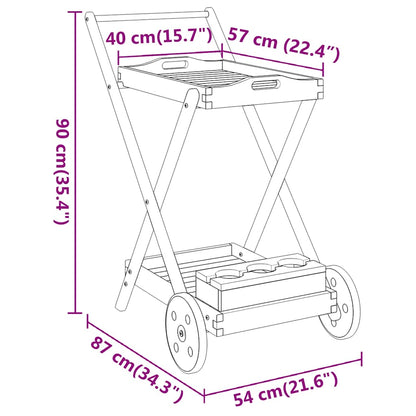 Teewagen 54x87x90 cm Massivholz Akazie