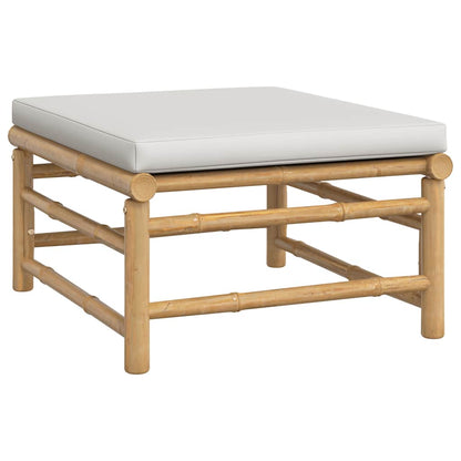 Gartenhocker mit Hellgrauem Kissen Bambus