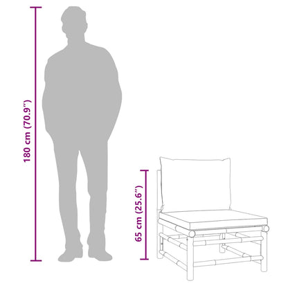 2-tlg. Garten-Lounge-Set mit Taupe Kissen Bambus