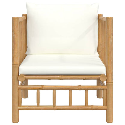 Gartensessel mit Cremeweißen Kissen Bambus