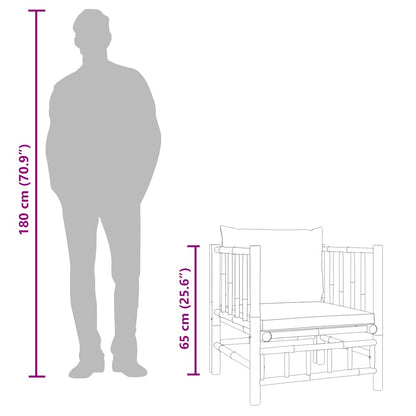 Gartensessel mit Cremeweißen Kissen Bambus