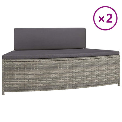 Whirlpool-Bänke mit Auflagen 2 Stk. Grau Poly Rattan