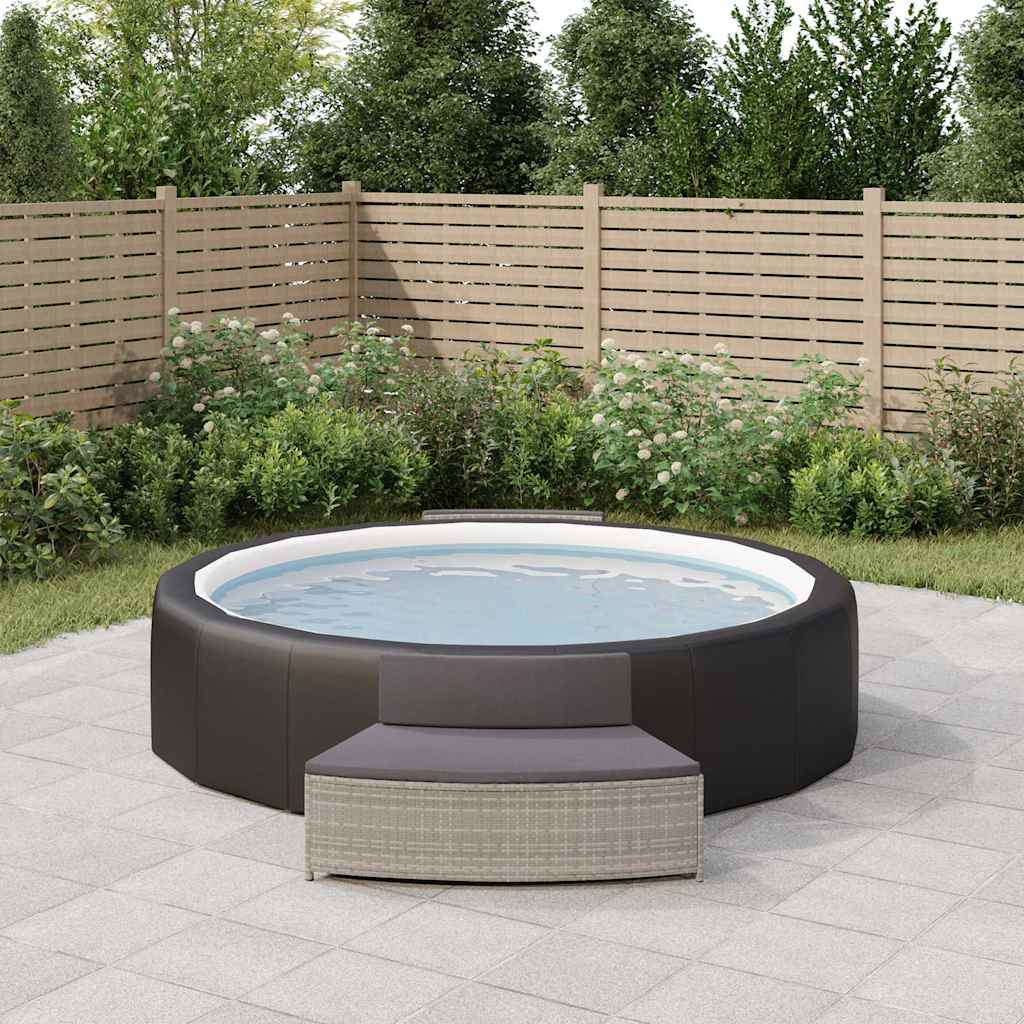 Whirlpool-Bänke mit Auflagen 2 Stk. Grau Poly Rattan