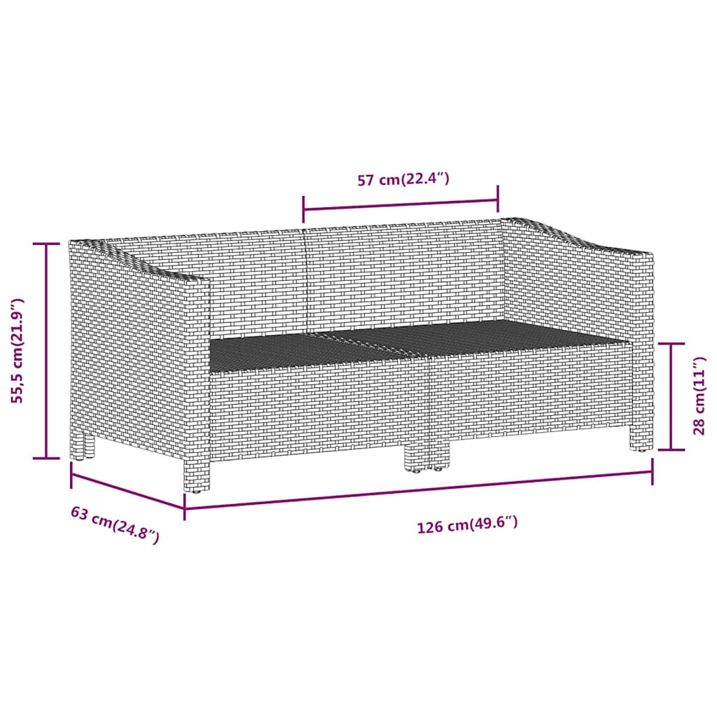 2-teiliges Garten-Lounge-Set mit Kissen Grau Poly Rattan