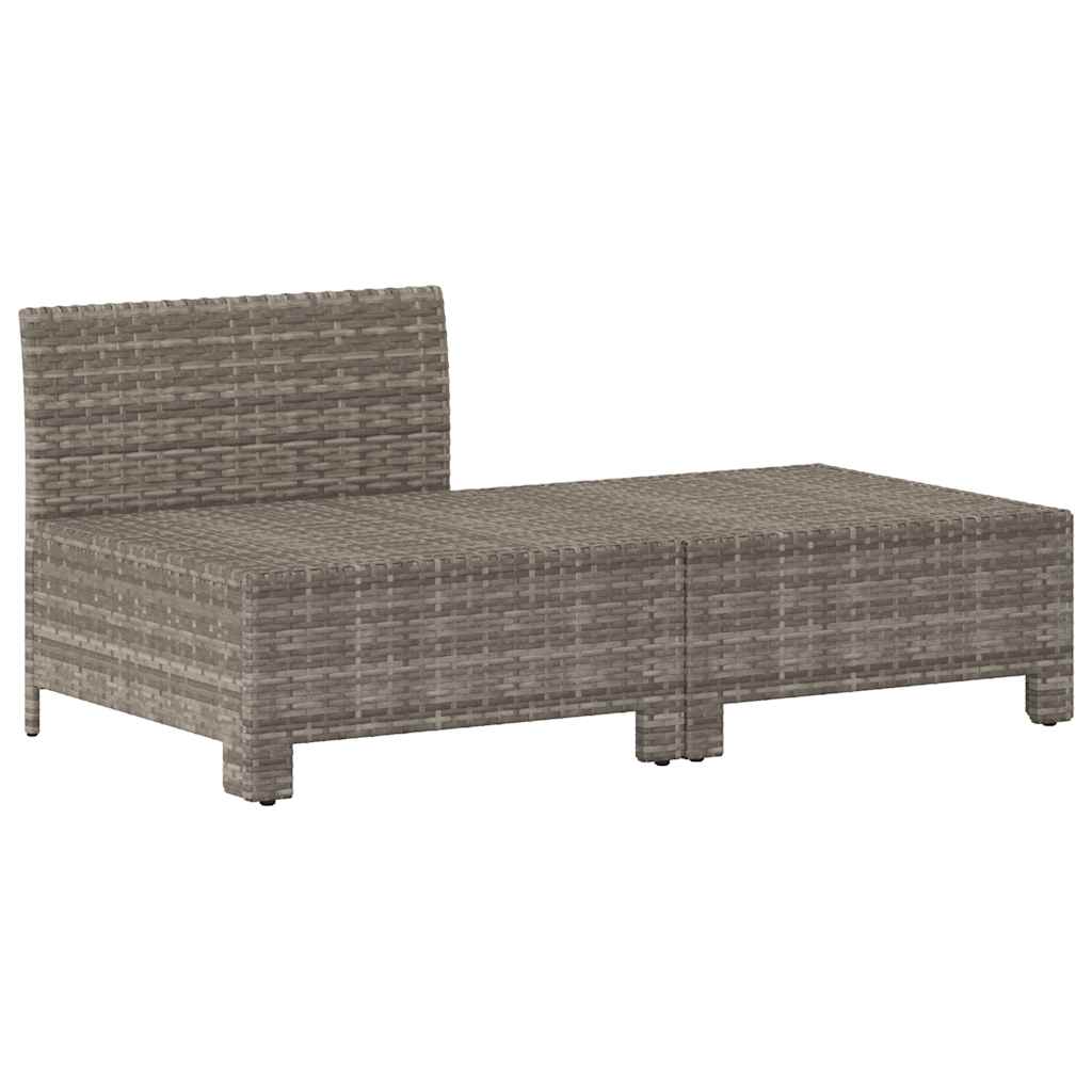 2-teiliges Garten-Lounge-Set mit Kissen Grau Poly Rattan