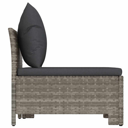 2-teiliges Garten-Lounge-Set mit Kissen Grau Poly Rattan