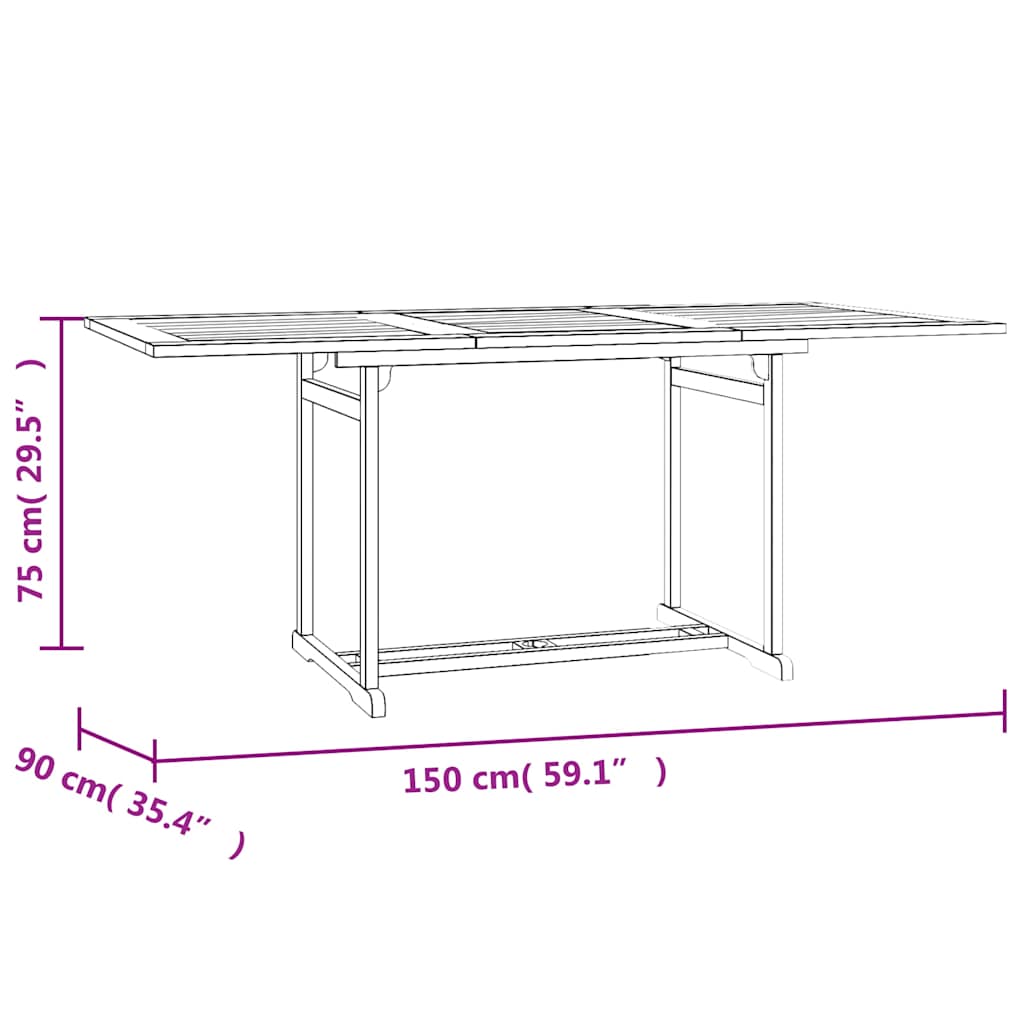 5-tlg. Garten-Essgruppe Massivholz Teak