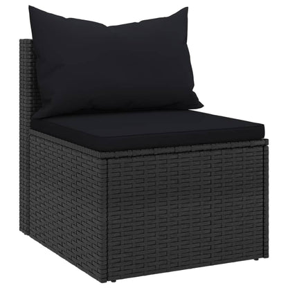 Garten-Mittelsofas mit Kissen 2 Stk. Schwarz Poly Rattan