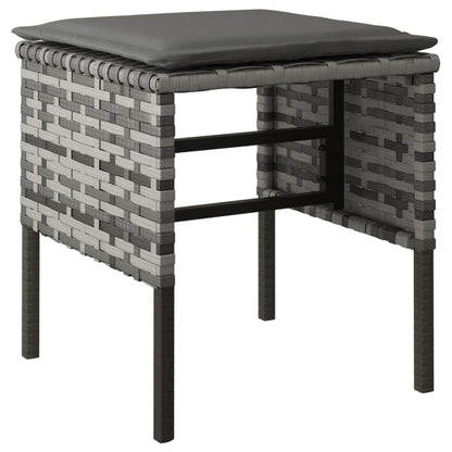 Gartenhocker mit Kissen 4 Stk. Grau Poly Rattan