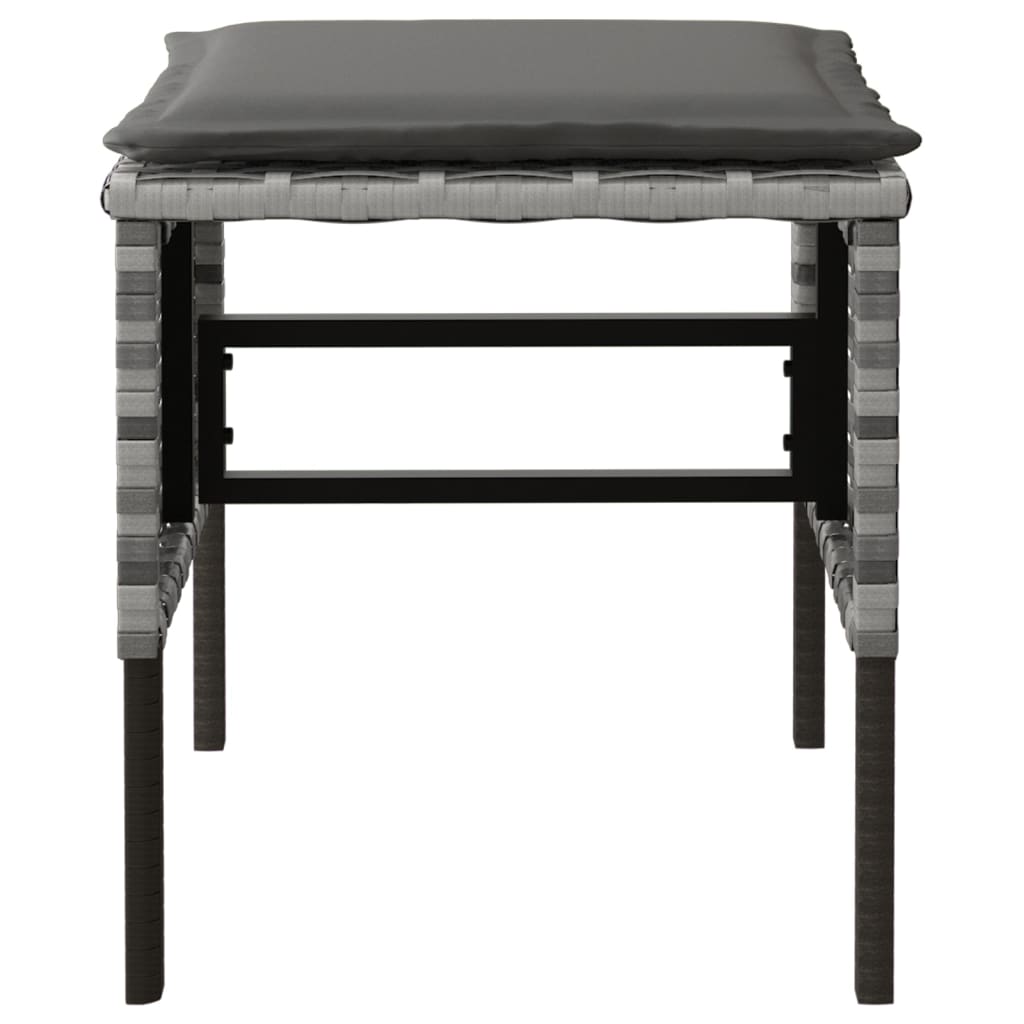 Gartenhocker mit Kissen 4 Stk. Grau Poly Rattan