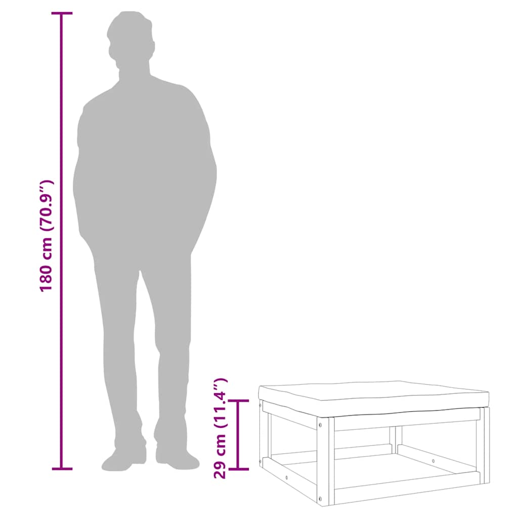 Gartenhocker mit Kissen Taupe Massivholz Akazie