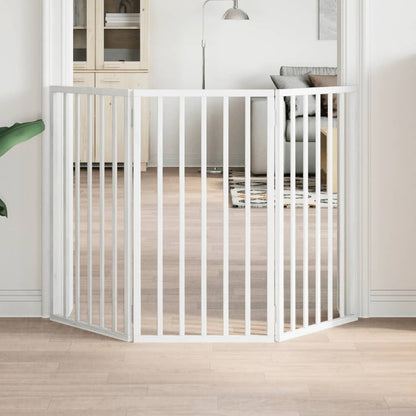 Hundegitter Faltbar 3 Paneele Weiß 150 cm Pappelholz