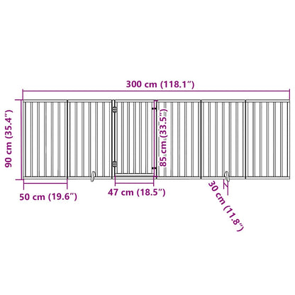 Hundegitter mit Tür Faltbar 6 Paneele Weiß 300 cm Pappelholz