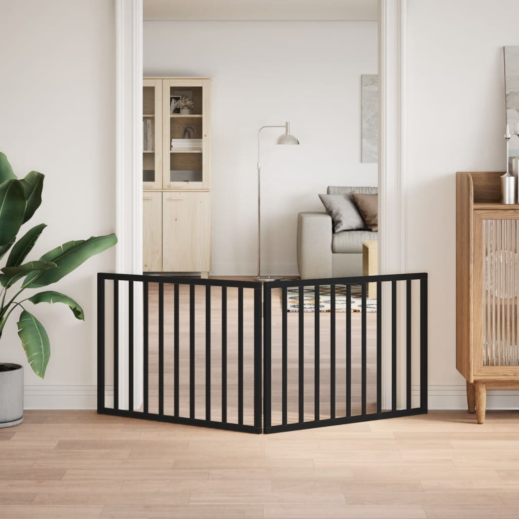 Hundegitter Faltbar 2 Paneele Schwarz 160 cm Pappelholz