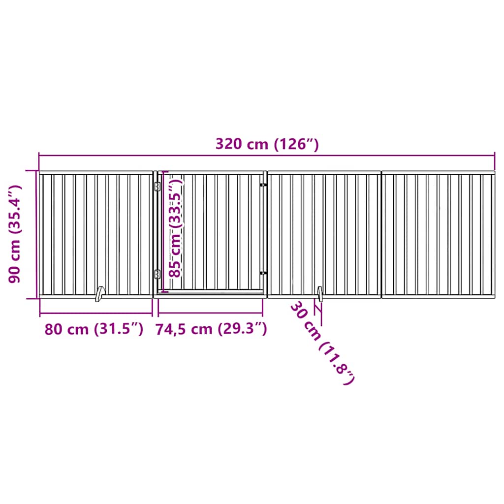 Hundegitter mit Tür Faltbar 4 Paneele Braun 320 cm Pappelholz