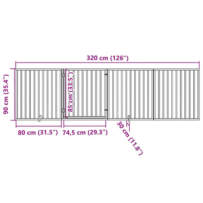 Hundegitter mit Tür Faltbar 4 Paneele Braun 320 cm Pappelholz