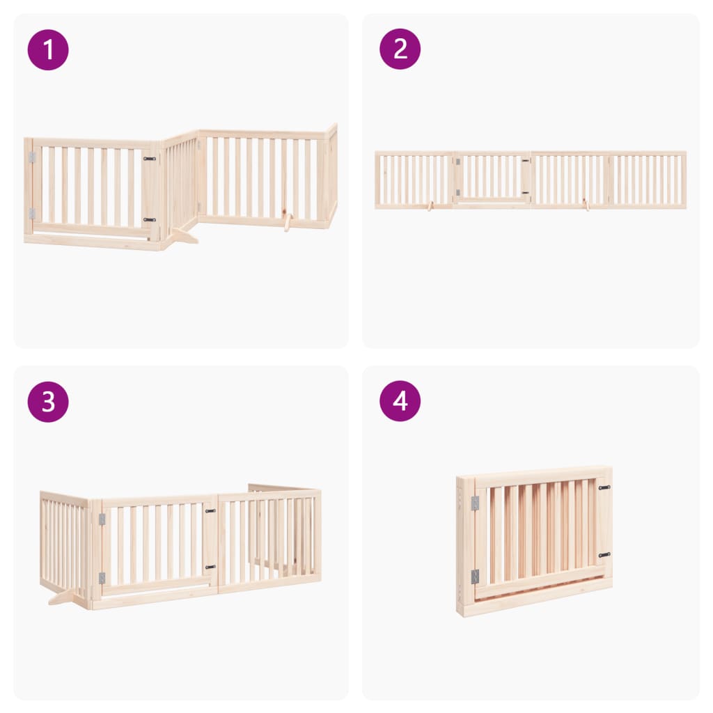 Hundegitter mit Tür Faltbar 4 Paneele 320 cm Pappelholz